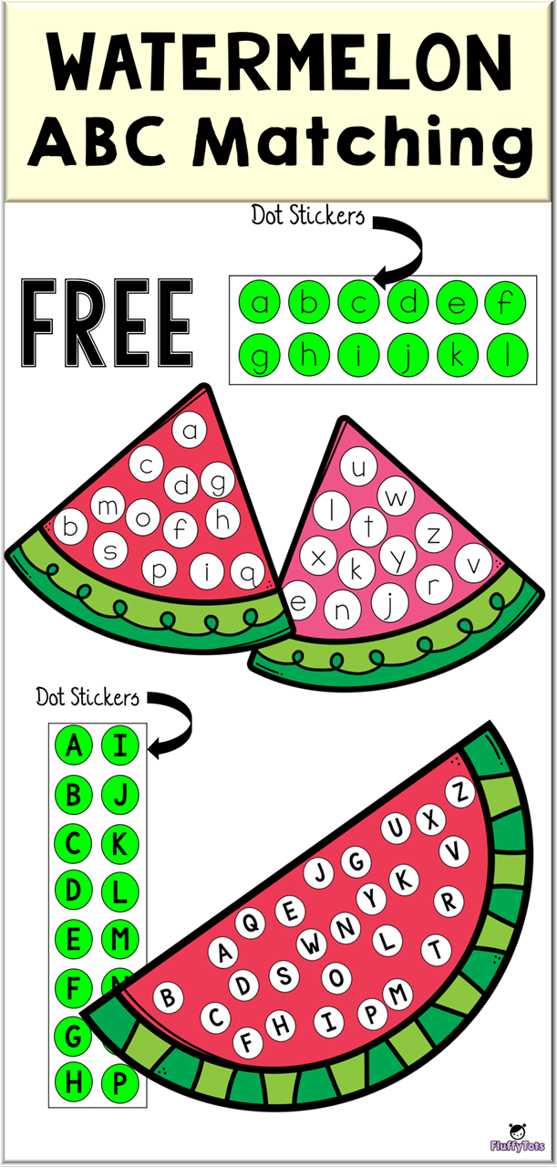 Watermelon ABC Matching with Dot Stickers FREE Easy Prep Learning 26