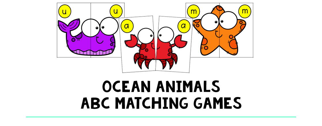 Cute 26 Ocean Animals Letter Matching Puzzle for Preschool - FluffyTots