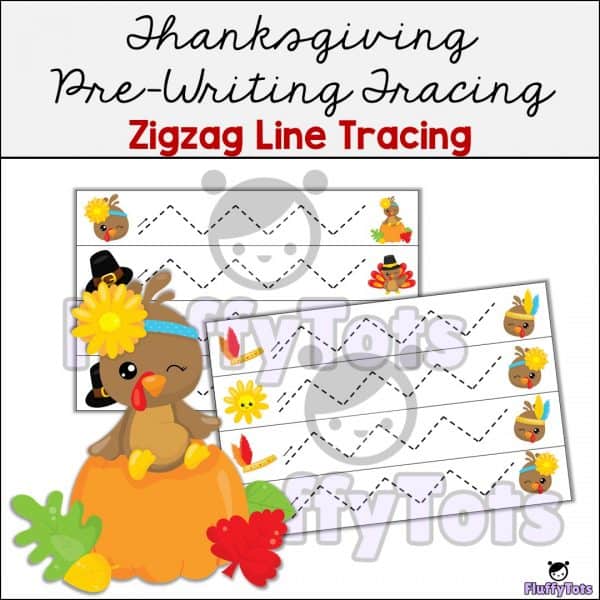 Thanksgiving Pre-Writing Tracing Pack : Easy No-Prep 40+ Pages
